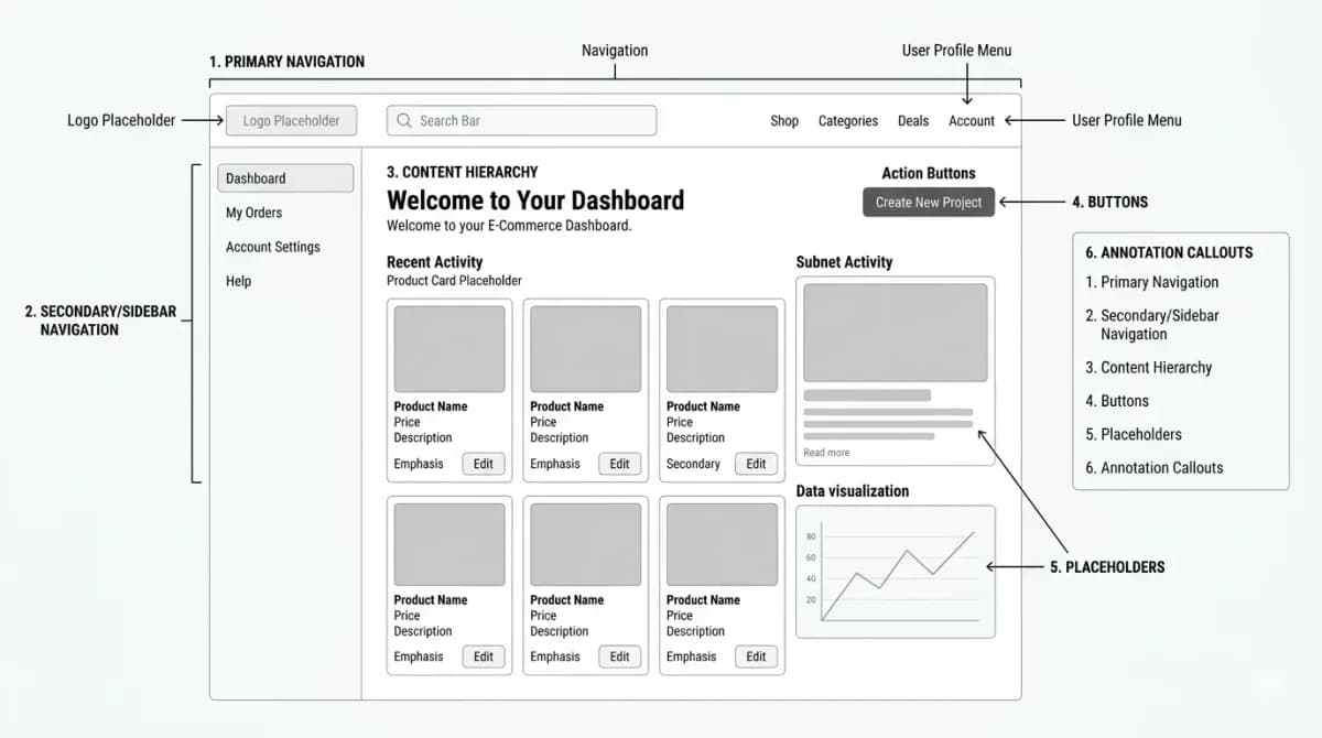 Annotated wireframe