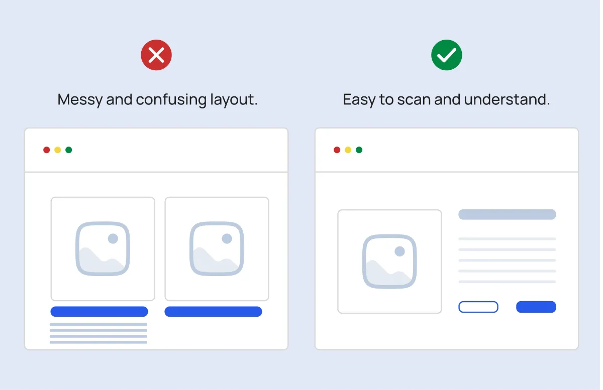 Cluttered Interfaces with Poor Visual Hierarchy