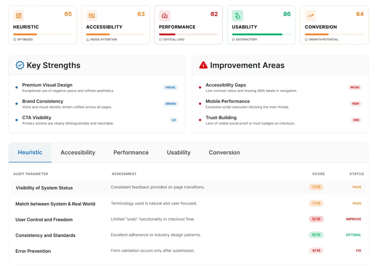 UX Audit Report dashboard preview